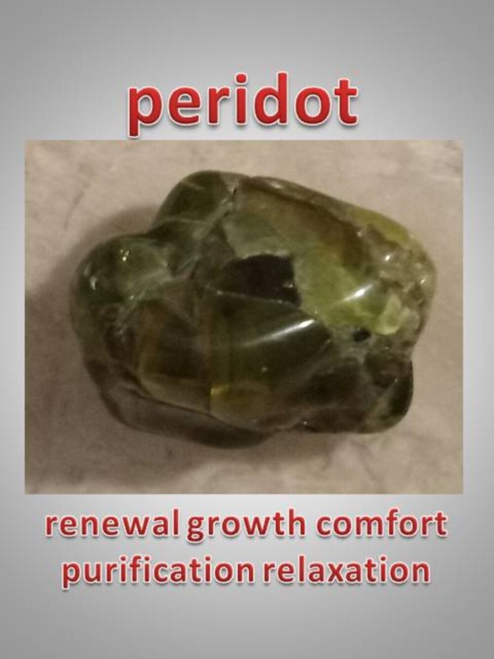#7 Peridot crystal rock stone mini tumbled August Birthstone Relaxation